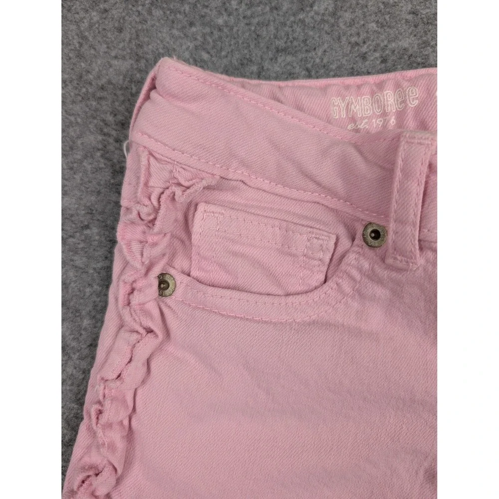Gymboree Girls Pink Super Skinny Ruffle Side Trim Jeans Size 7 Adjustable Waist